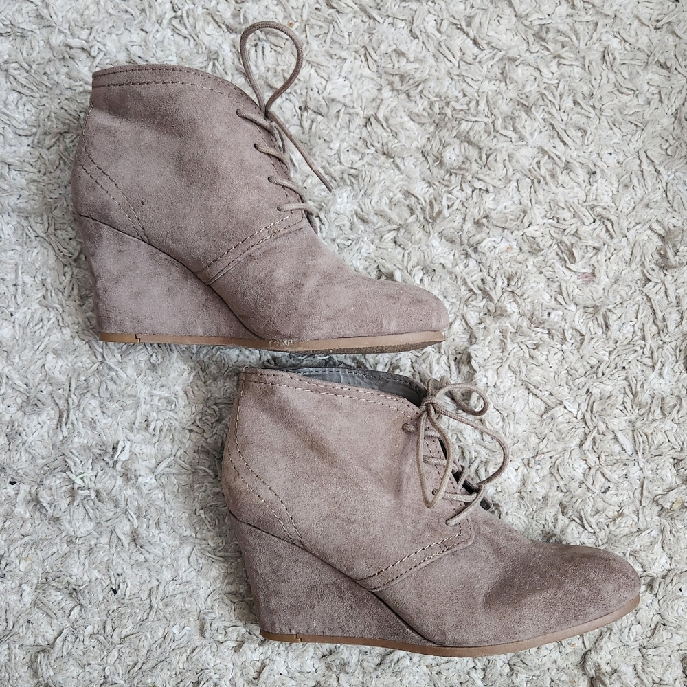 Arizona Grey Taupe Wedge Heels